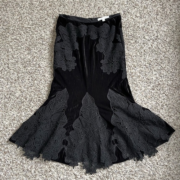 Jonathan Simkhai Lace Velvet Midi Skirt - Picture 1 of 3